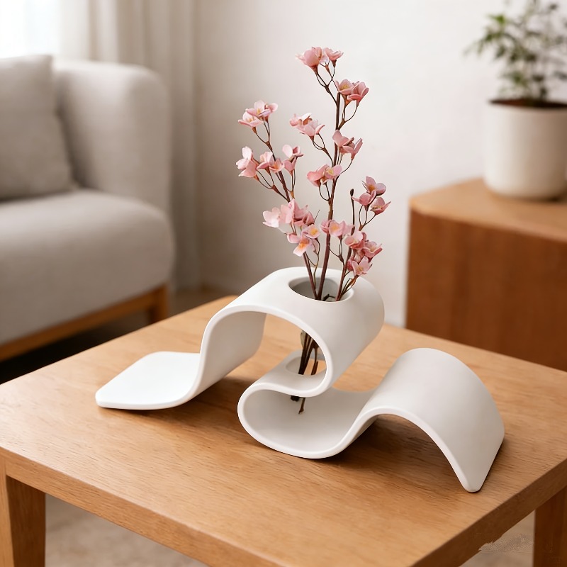 3D Printing Vase - Jarrón curvo minimalista moderno impreso en