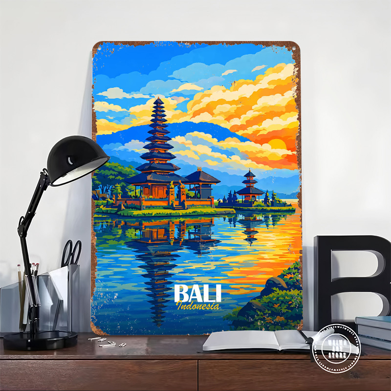 Póster Retro del Templo Ulun D - 3D Printing Bali reseña y precio