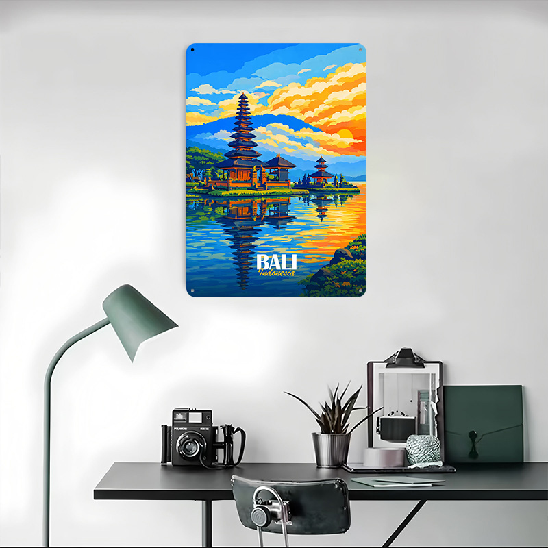 Póster Retro del Templo Ulun D - 3D Printing Bali reseña y precio