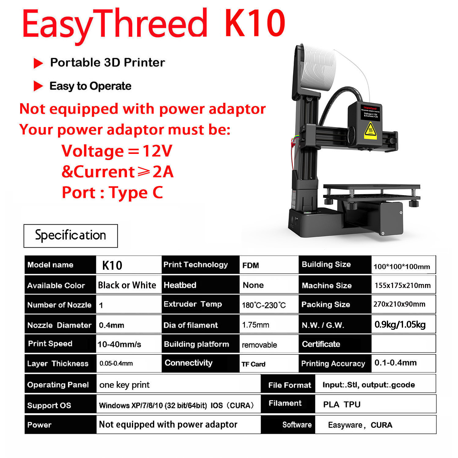 Impresora 3D K10 de Nivel Bási - 3D Printing Design Software reseña y precio